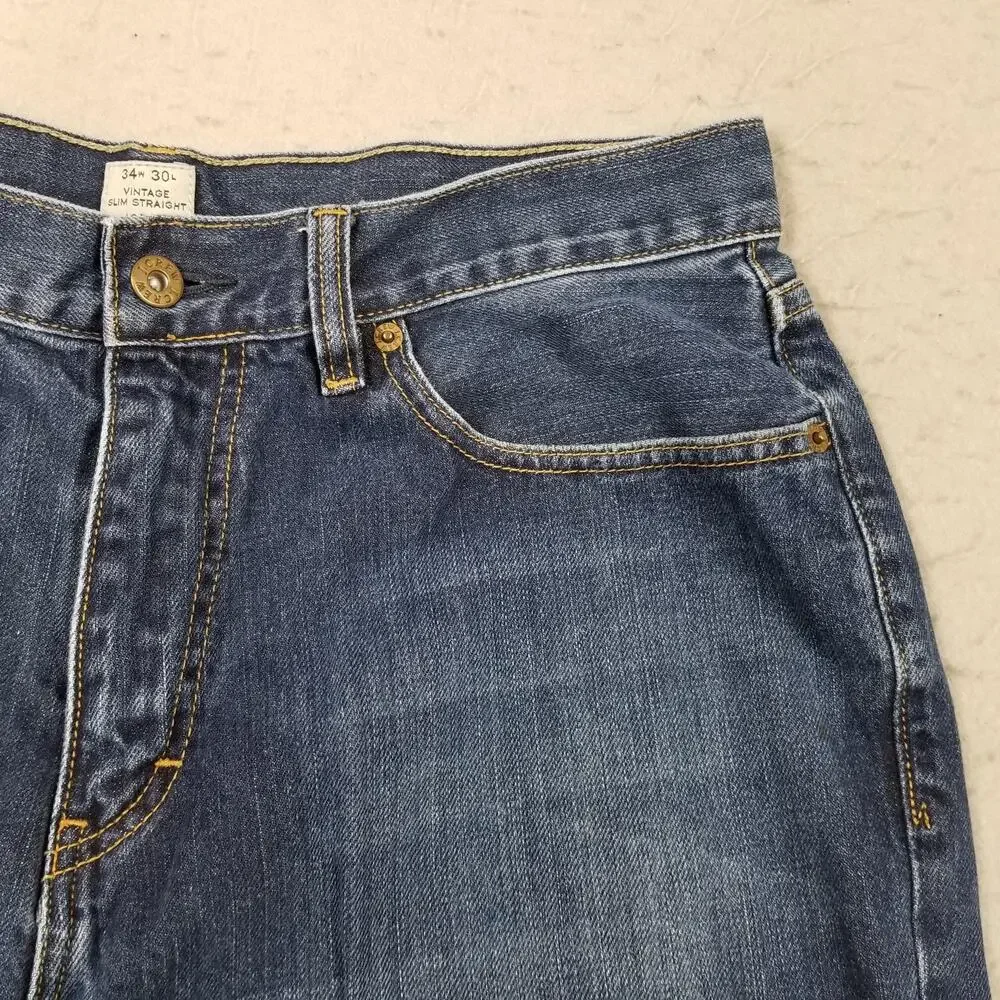 J Crew Jeans Mens 34x30 Blue Vintage Slim Straight Denim Medium Wash‎ Casual